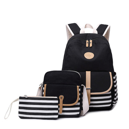 Women's Trendy Canvas Printed Striped Computer Backpacks
