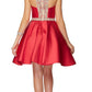 Juliet 770 High Beaded Neckline Sleeveless Short A-Line Satin Dress
