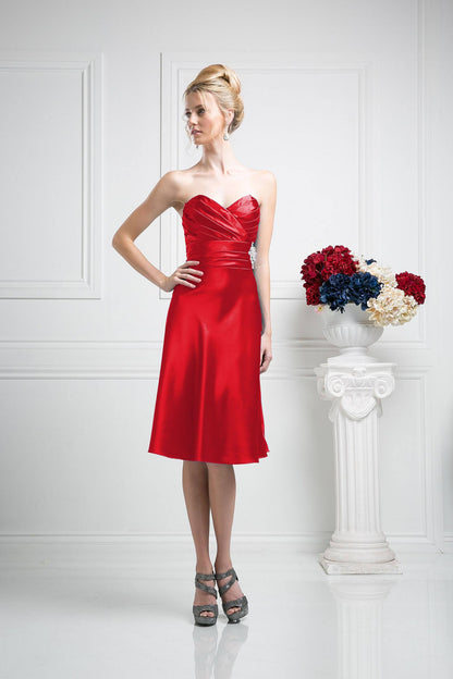 LIQUIDACIÓN - Vestido strapless de satén hasta la rodilla Cinderella Divine 7703 (Talla 3XL)
