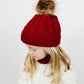 Organic Cotton Kids Beanie & Scarf Set | Chunky Knit Pom Pom Winter Set