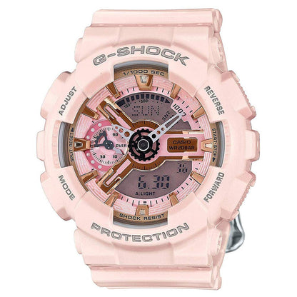 Reloj deportivo de oro y esfera rosa de cuarzo para mujer