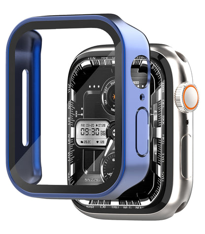 Paquete de 2 protectores de pantalla compatibles con Apple Watch de 49 mm, 45 mm, 44 mm, 41 mm, 40 mm, funda/carcasa a prueba de golpes con cristal templado para Apple Watch