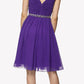 Juliet 786 Ruched V-Neck Cocktail Dress Embellished Waist