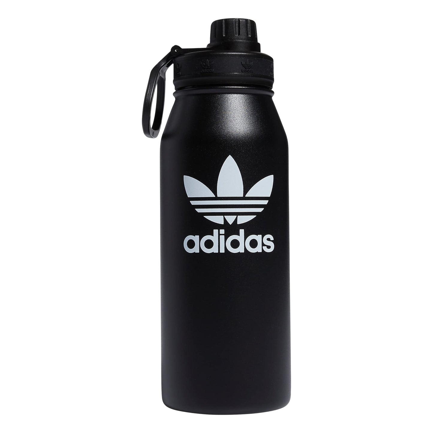 adidas Originals Botella de Agua de Metal de 1 Litro (32 oz) con Aislamiento de Doble Pared para Bebidas Frías/Calientes de Acero Inoxidable 18/8 Negro/Blanco Talla Única