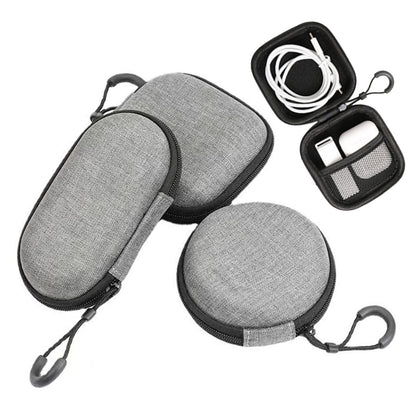 Estuche para Audífonos BetterJonny de EVA Rígido, Paquete de 3 Unidades, Estuche de Transporte Portátil para Audífonos, Estuche Pequeño para Audífonos Bluetooth, Adaptador USB, Cable, Monedero (Gris)