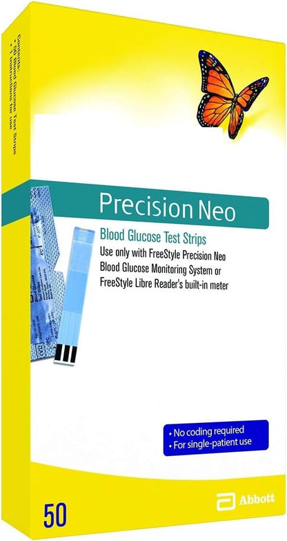 Tiras reactivas de glucosa en sangre de precisión genérica Neo, 50 unidades (paquete de 2), color blanco