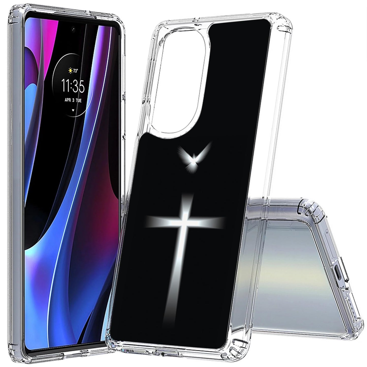 VIBECover Funda delgada compatible con Motorola Edge Plus 5G UW 2022/ Edge+ 2022/ Edge 30 Pro (no Edge Plus 2023) Cubierta flexible de TPU Total Guard Fina y ligera Impreso en CA Dove Cross