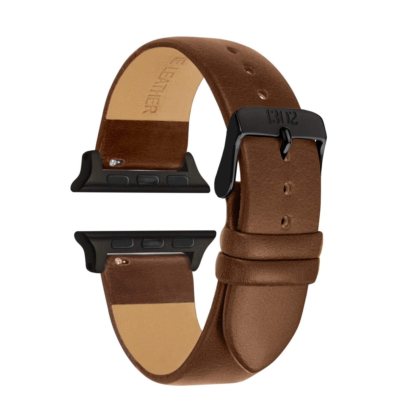 Correa de cuero compatible con Apple Watch - Correa de cuero marrón para Apple Watch de 42 mm Correa para Apple Watch de 45 mm Se adapta a Apple Watch SE 8 7 6 5 4 3 2 1 (42 mm/44 mm/45 mm Nuez/Hebilla negra)