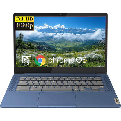 Portátil Lenovo IdeaPad Slim 3 Chromebook Pantalla táctil FHD de 14" MediaTek Kompanio 520 4GB RAM 320GB Almacenamiento (64GB eMMC+256GB Micro SD) Wi-Fi 6 Chrome OS Azul Abismo