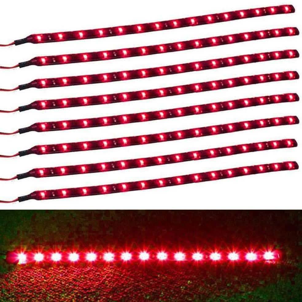Juego de 8: Tira de luces LED impermeables flexibles para coche