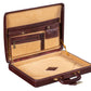 Executive Men's Leather Attache Briefcase Brown/Cherry Red