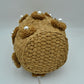 Floral Pearl Accented Straw Bucket Bag with Drawstring Liner