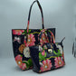 2-Piece Patent Floral Tote Bag and Matching Satchel Set