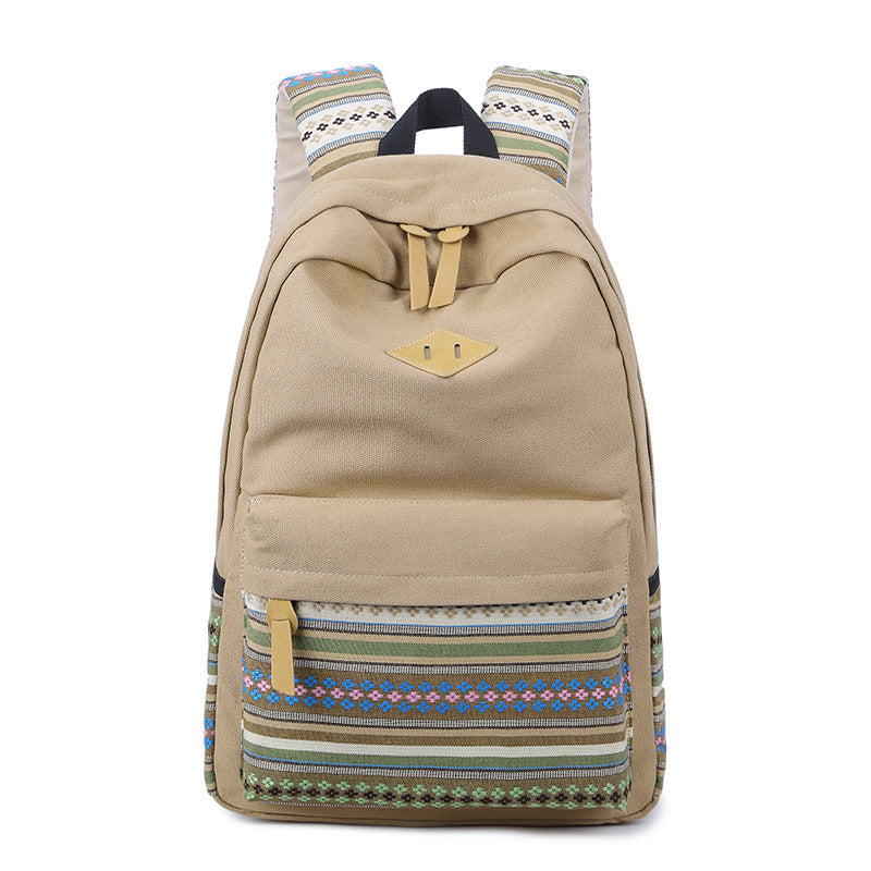 Slouchy Female Ethnic Style Canvas Leisure Backpacks