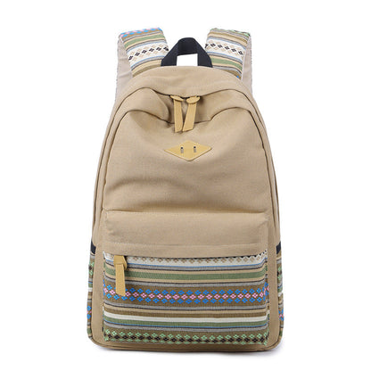 Slouchy Female Ethnic Style Canvas Leisure Backpacks