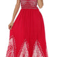 Sakkas Batik Print Embroidered Sleeveless Smocked Tube Top Long Dress