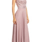 CLEARANCE - Eureka 8111 Chiffon Halter A-line Long Dress Lace Appliqued Bodice (Size L)
