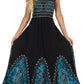 Sakkas Batik Print Embroidered Sleeveless Smocked Tube Top Long Dress