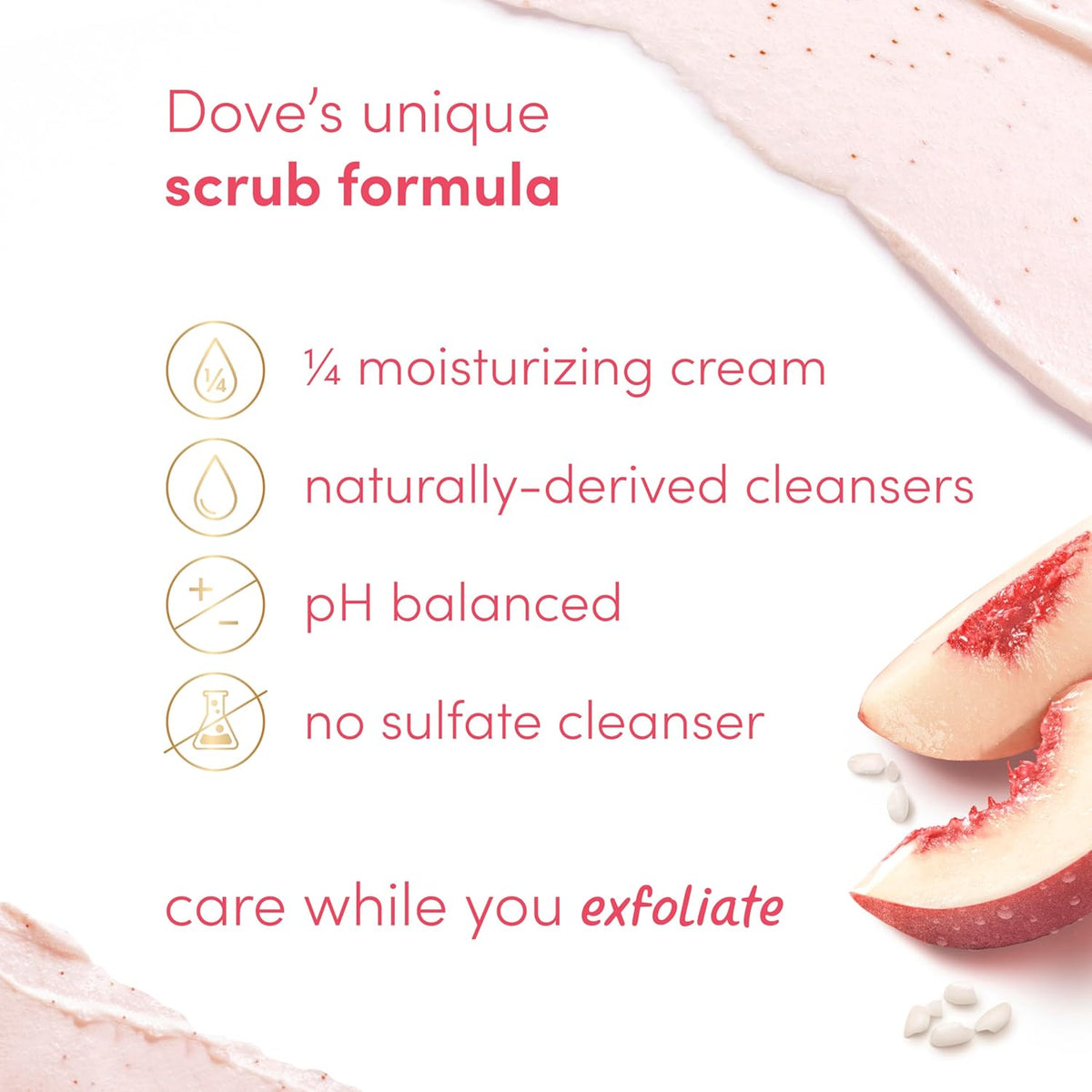 Exfoliante Corporal Dove Durazno Blanco y Arroz Triturado Exfolia y Nutre Profundamente para una Piel Suave y Radiante 15 oz