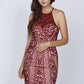 Juliet 815 Short Halter Fitted Dress Cut-Out Back