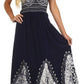 Sakkas Batik Print Embroidered Sleeveless Smocked Tube Top Long Dress