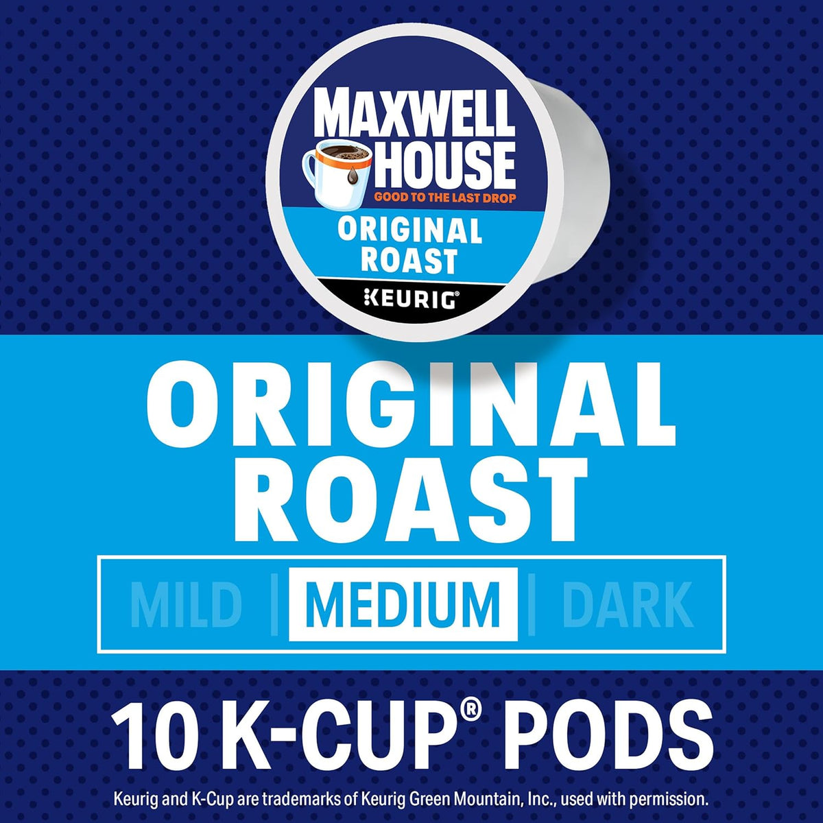 Maxwell House Original Roast Tostado Medio, Cápsulas K-Cup de Café, Caja de 10 unidades