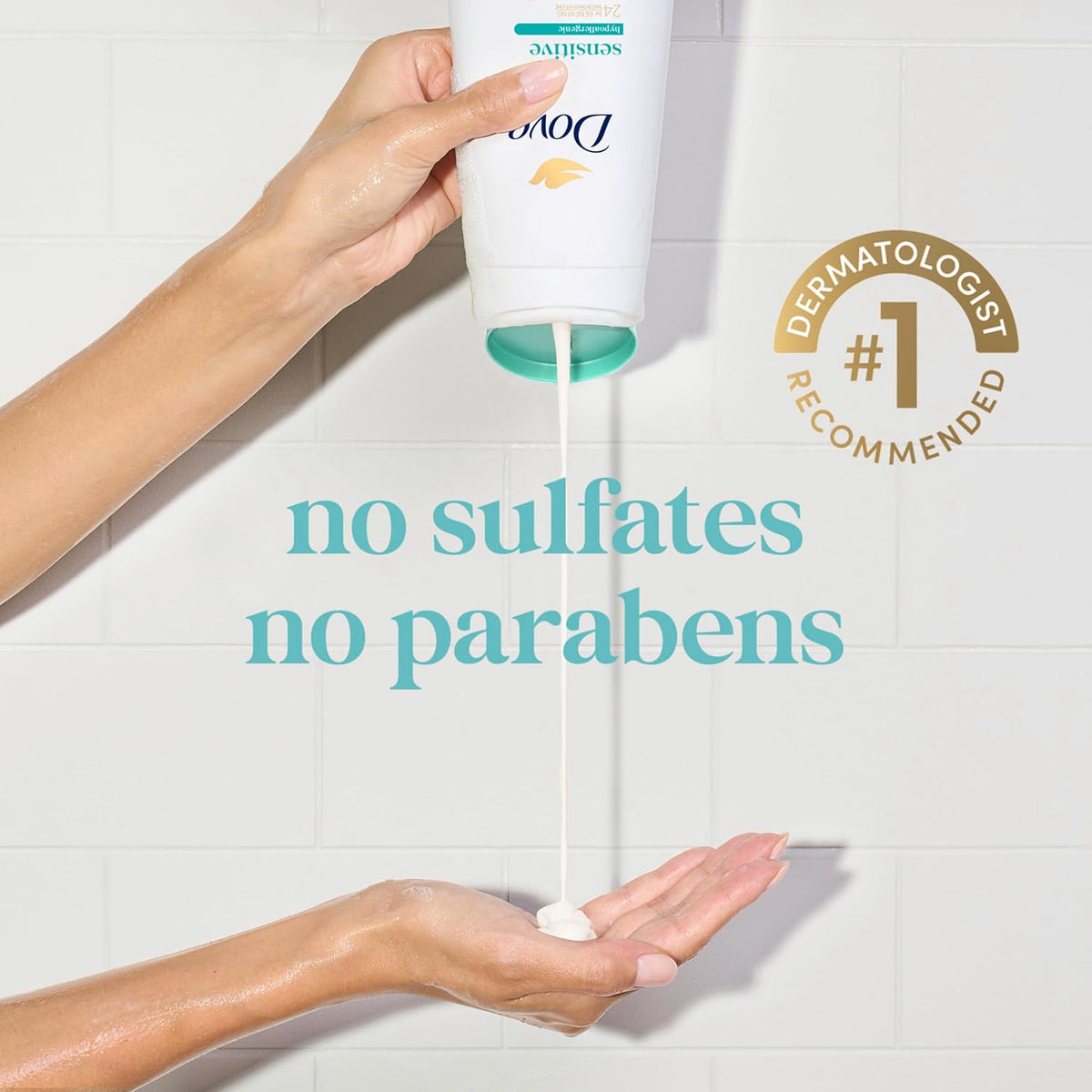Limpiador corporal Dove con dosificador Piel sensible Para una piel suave como si te hubieras aplicado loción durante 24h Limpiador hidratante suave Fórmula hipoalergénica sin sulfatos ni parabenos 907 g