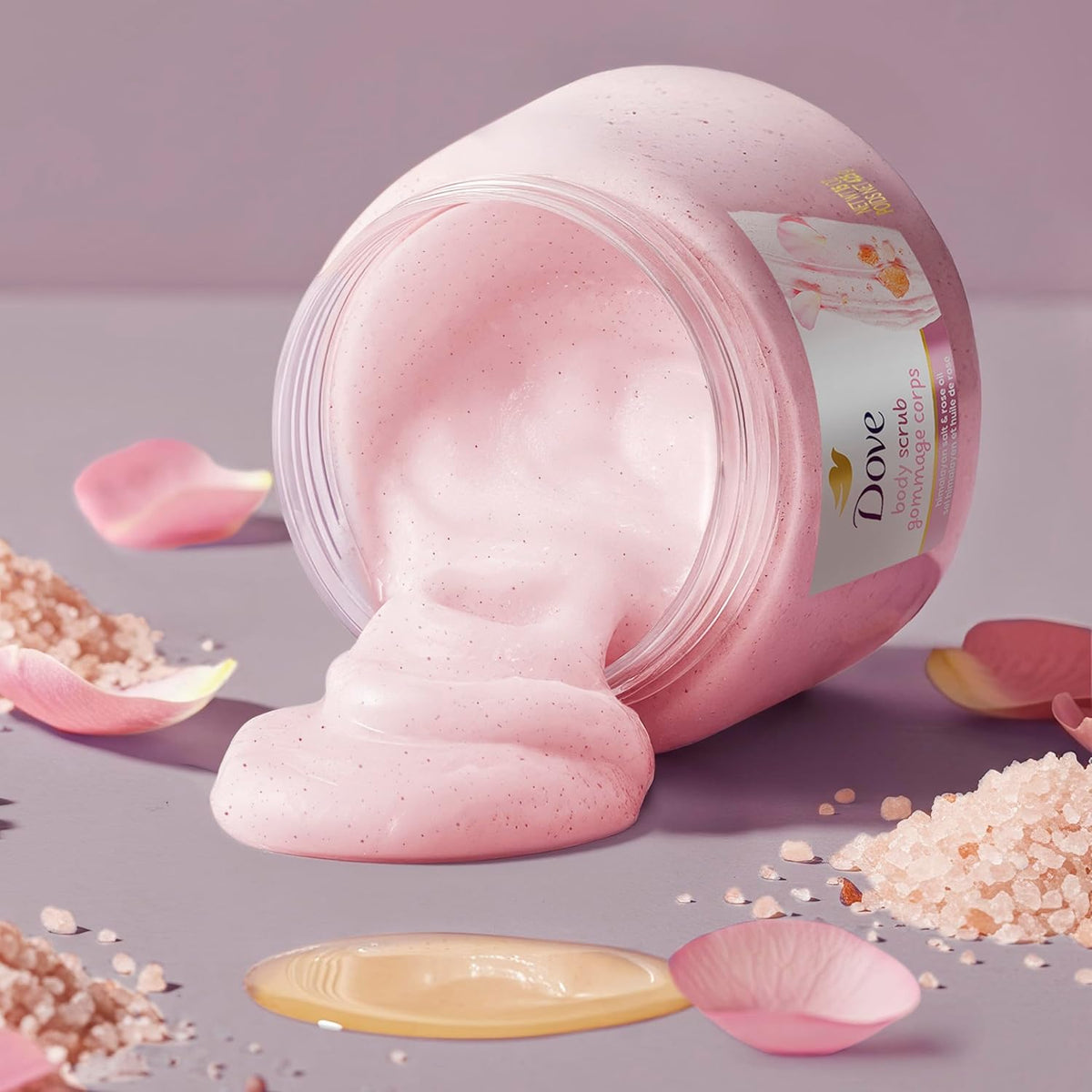 Exfoliante Corporal Dove Sal Rosa del Himalaya y Aceite de Rosa Exfolia y Nutre Profundamente para una Piel Suave y Radiante 425 g