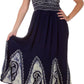 Sakkas Batik Print Embroidered Sleeveless Smocked Tube Top Long Dress