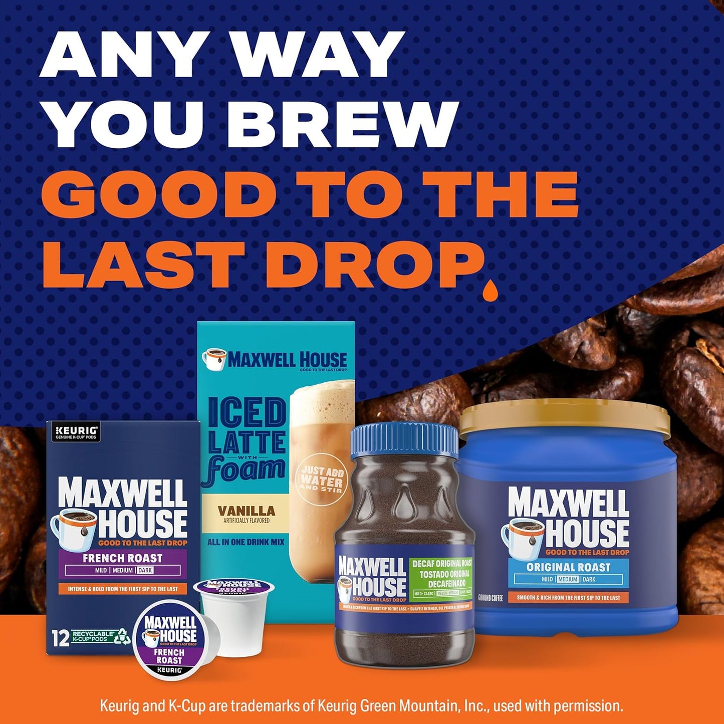 Maxwell House Café Tostado Original Descafeinado Café Soluble, Tarro de 8 oz