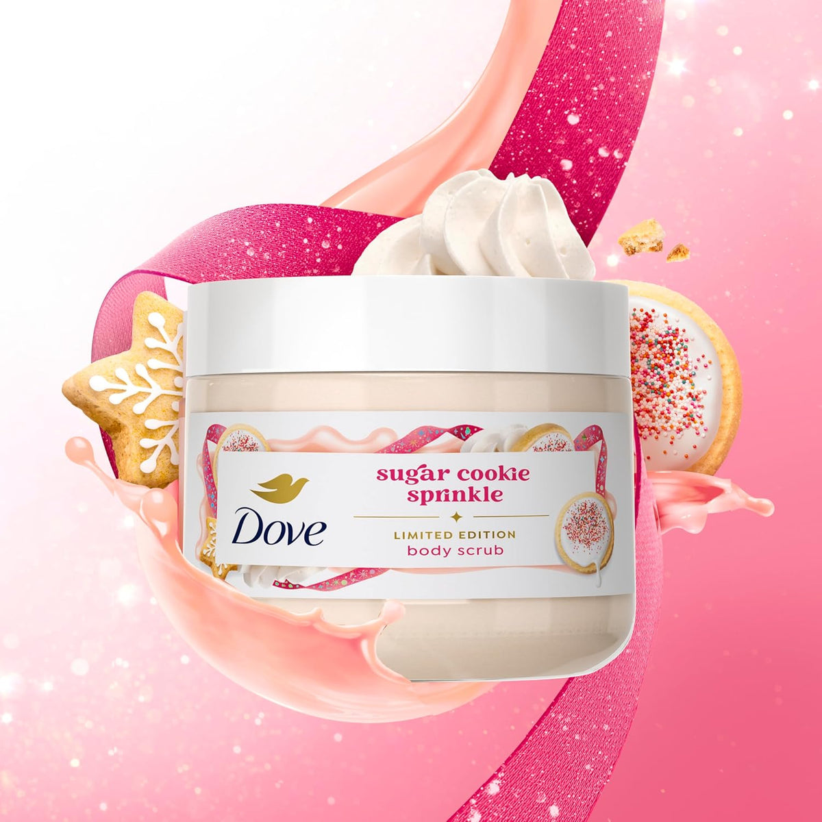Dove Edición Limitada Dulces Festivos Mixtos Paquete Económico de 3 Unidades de Galletas de Azúcar con Chispas para una Piel Hidratada y Suave
