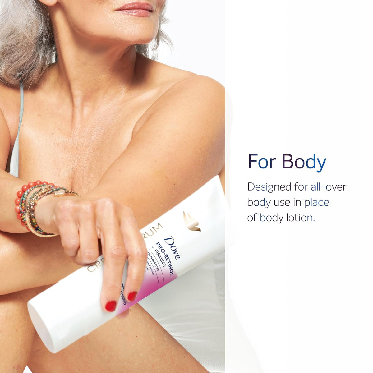 Loción Dove Crema Sérum Pro-Retinol + Reafirmante para Elasticidad y Firmeza, con Péptidos de Colágeno, Niacinamida y Antioxidantes, 8 oz