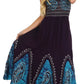 Sakkas Batik Print Embroidered Sleeveless Smocked Tube Top Long Dress