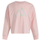 adidas Girls Little Long Sleeve Waist Crew Tee T-Shirt Pink with Multicolor