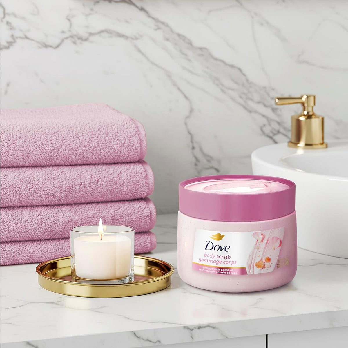 Exfoliante Corporal Dove Sal Rosa del Himalaya y Aceite de Rosa Exfolia y Nutre Profundamente para una Piel Suave y Radiante 425 g