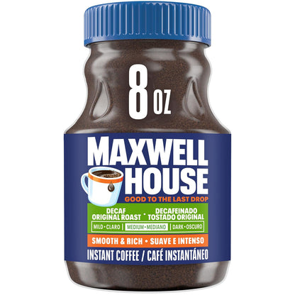 Maxwell House Café Tostado Original Descafeinado Café Soluble, Tarro de 8 oz