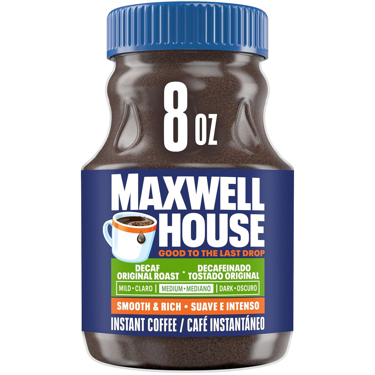 Maxwell House Café Tostado Original Descafeinado Café Soluble, Tarro de 8 oz