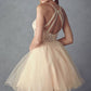 Juliet 826 Fit-and-Flare Halter Neck Short Party Dress