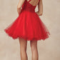 Juliet 826 Fit-and-Flare Halter Neck Short Party Dress