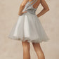 Juliet 826 Fit-and-Flare Halter Neck Short Party Dress