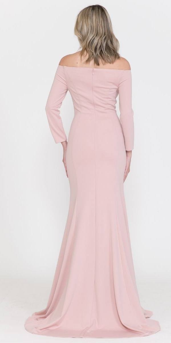 LIQUIDACIÓN - Poly USA | Vestido Largo con Hombros Descubiertos y Mangas Largas Ed Young 8378 (Talla M)