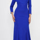 LIQUIDACIÓN - Poly USA | Vestido Largo con Hombros Descubiertos y Mangas Largas Ed Young 8378 (Talla M)