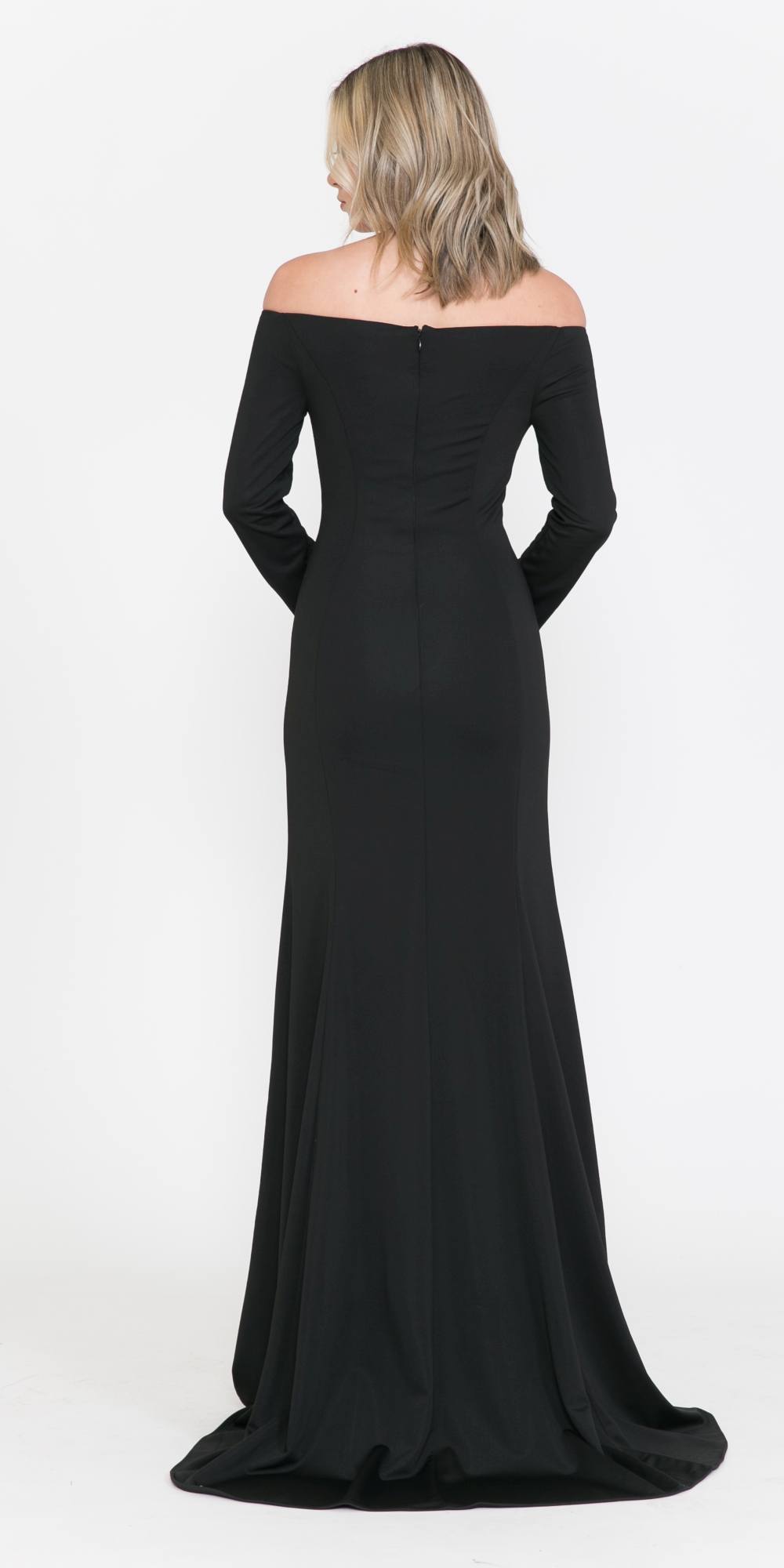 LIQUIDACIÓN - Poly USA | Vestido Largo con Hombros Descubiertos y Mangas Largas Ed Young 8378 (Talla M)
