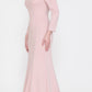 LIQUIDACIÓN - Poly USA | Vestido Largo con Hombros Descubiertos y Mangas Largas Ed Young 8378 (Talla M)