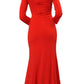 LIQUIDACIÓN - Poly USA | Vestido Largo con Hombros Descubiertos y Mangas Largas Ed Young 8378 (Talla M)
