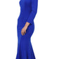 LIQUIDACIÓN - Poly USA | Vestido Largo con Hombros Descubiertos y Mangas Largas Ed Young 8378 (Talla M)