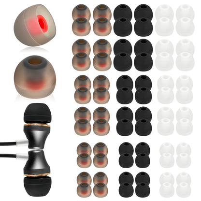 AOZUO 72Pcs Puntas de Silicona de Repuesto para Auriculares, Cubiertas Suaves para Auriculares Internos (Orificio Interior de 4,5 mm a 6 mm) para Auriculares S/M/L (Gris)