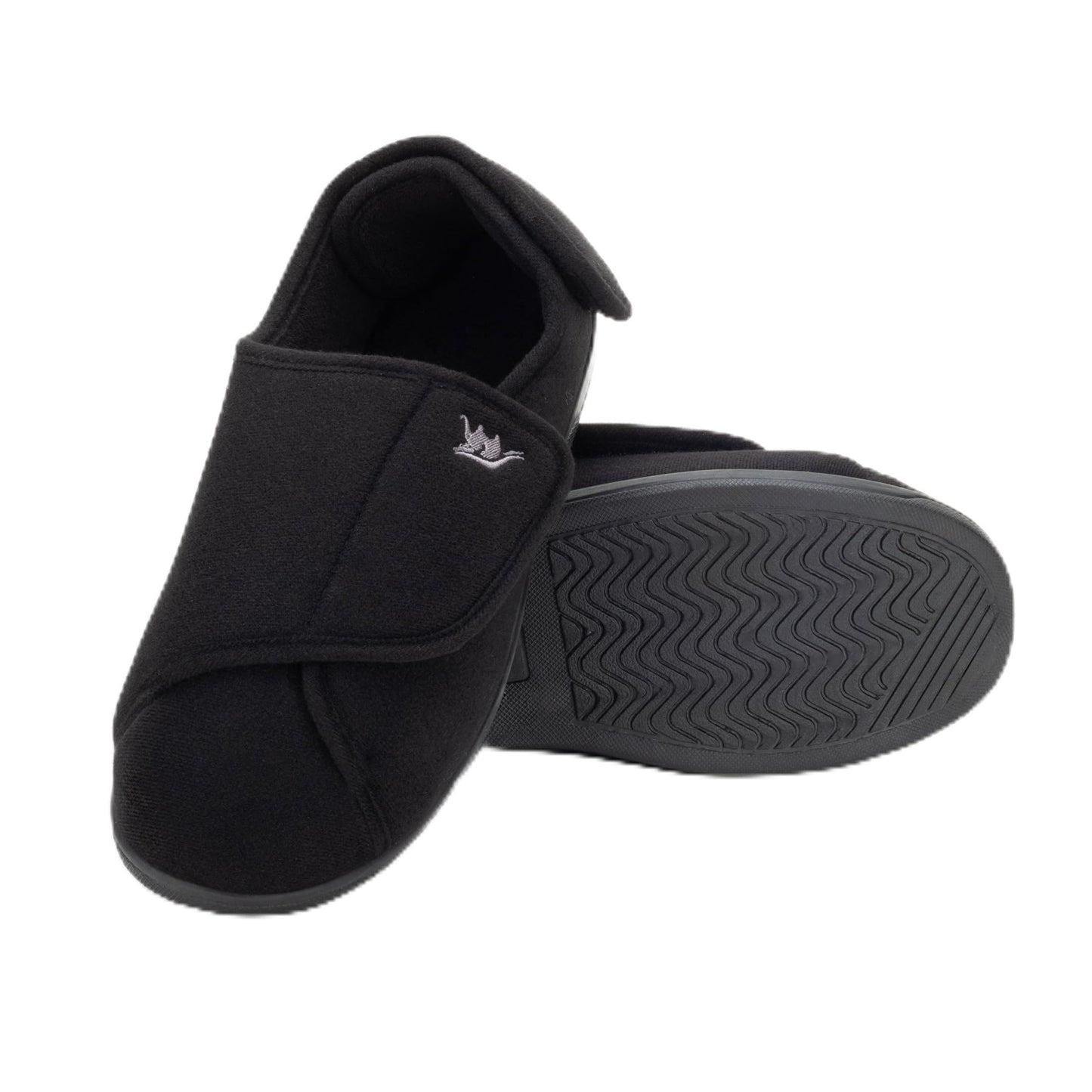 Pantuflas diabéticas Happy Touch para mujer, zapatos para linfedema, zapatos para edema para pies hinchados, pantuflas diabéticas de velcro para mujer para interior y exterior, pantuflas antideslizantes para mujer (negras 8)