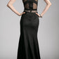 Cinderella Divine 84792 Sleeveless Sheer Cut Out Gown Beaded