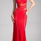 Cinderella Divine 84792 Sleeveless Sheer Cut Out Gown Beaded